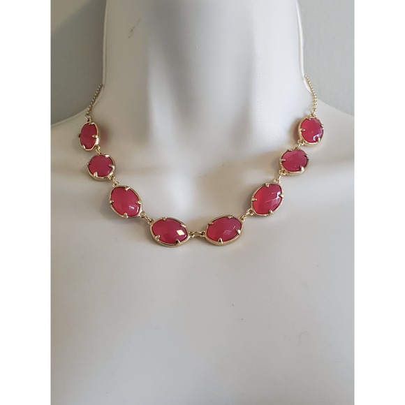Women's Pink Jewelry Oval Stone Statement Necklace - Picture 1 of 4